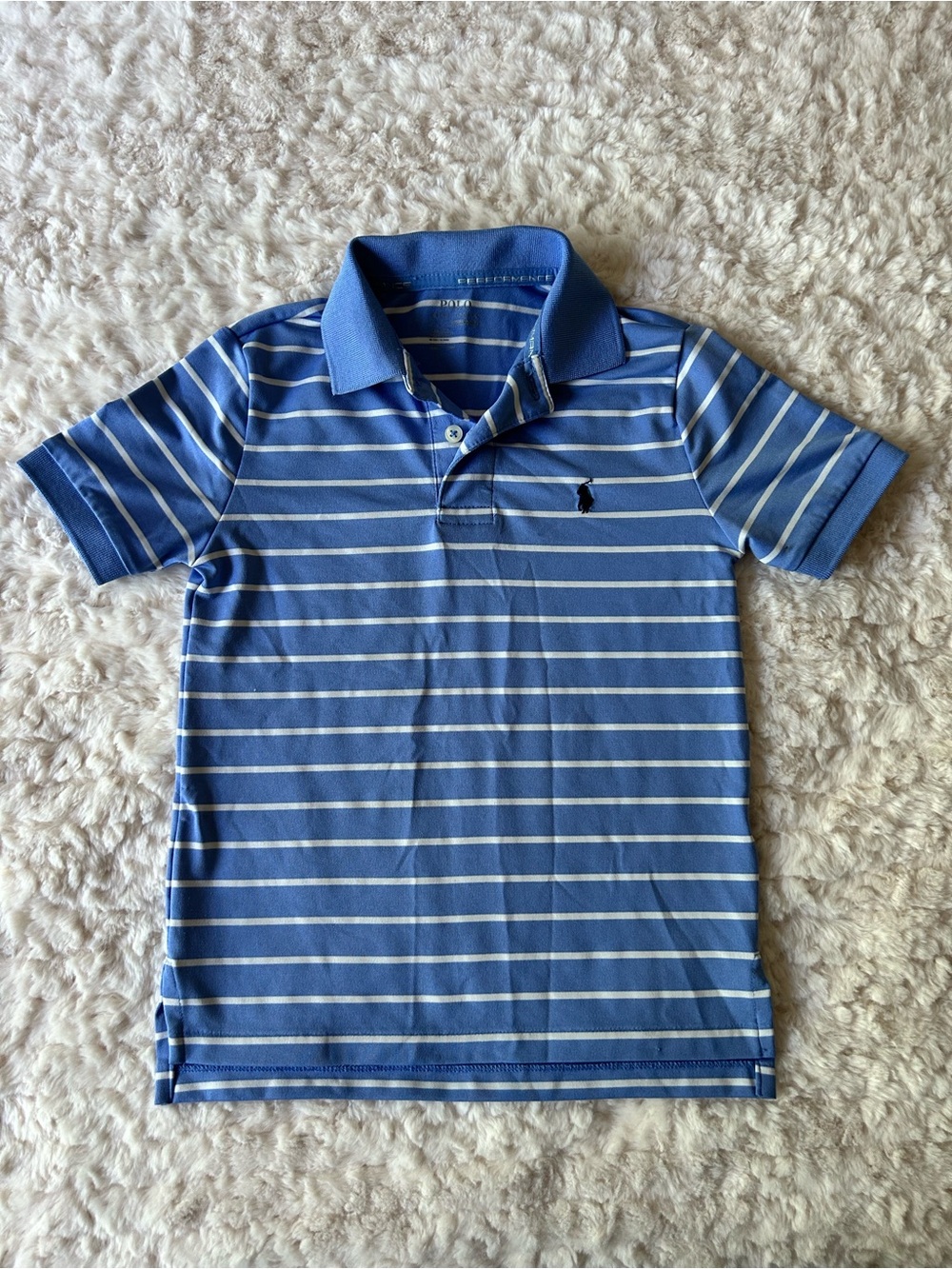 Ralph Lauren Light Blue and White Striped Polo